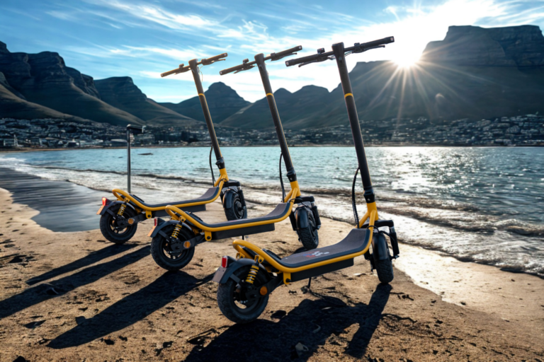 Riders exploring Cape Town promenade on Speedbike electric scooters